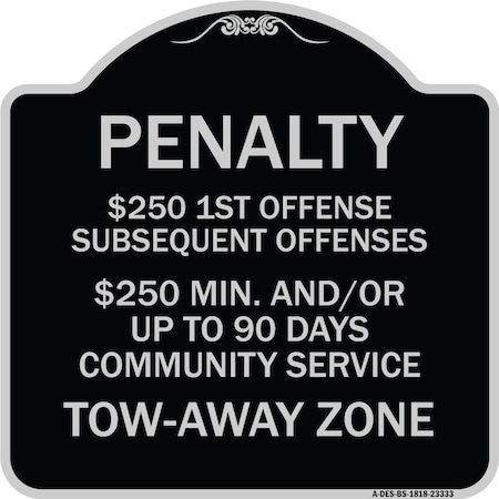 Signmission Penalty $250 1st Offense Subsequent Offenses $250 Min. and or Up to 90 Days Community, BS-1818-23333 A-DES-BS-1818-23333